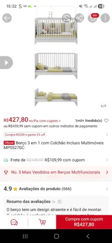 Vendo berço usado poucas vezes