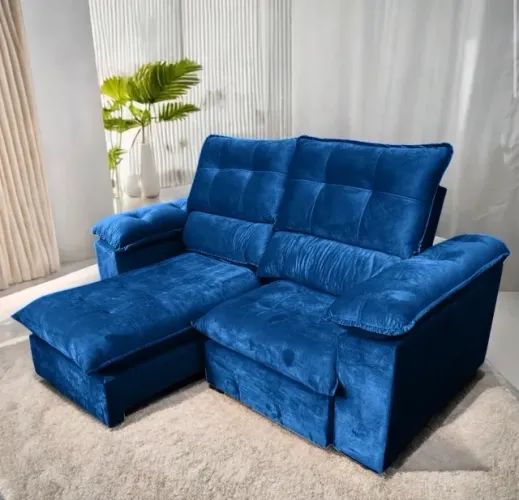 Sofá Retrátil Reclinável Verona 250 Azul