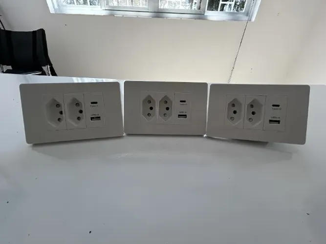 3 Tomadas 4x2 com USB-A + USB-C Bivolt - JWCOM SU-2UT333