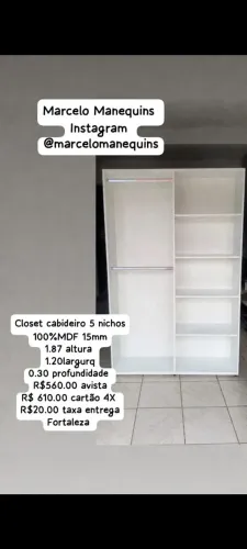 Closet cabideiro 5 nichos