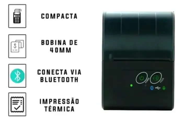 Mini Impressora Bluetooth Tomate MTI-773 Portátil 58mm