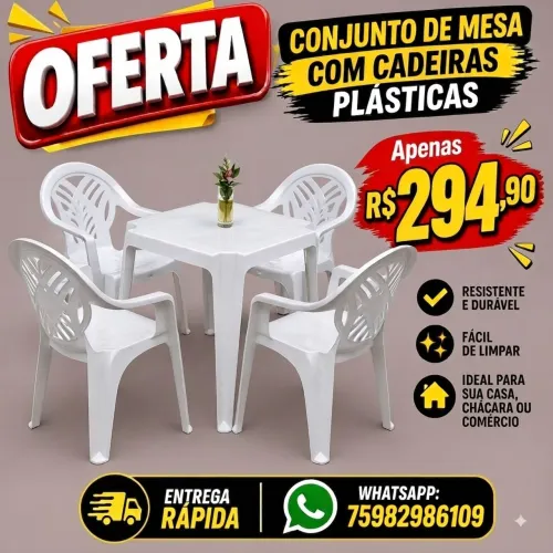 Conjunto de mesa com cadeiras América branca