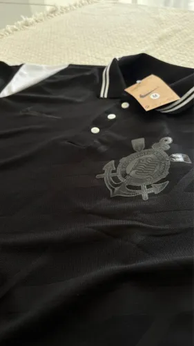 Camisa do Corinthians Polo Preta e branca