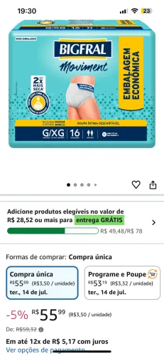 Roupa íntima descartável