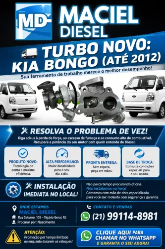 TURBINA NOVA KIA BONGO ATÉ 2012 - PRONTA ENTREGA