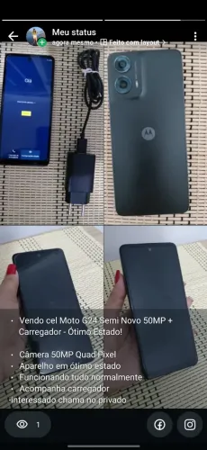 Vendo cel Moto G24 Semi Novo