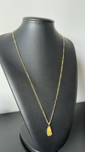 Vendo corrente de ouro com pingente pepita de ouro 18k