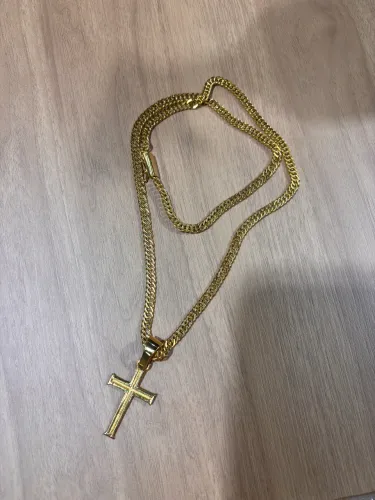 Corrente Grumet 4mm + Pingente Banhada Ouro