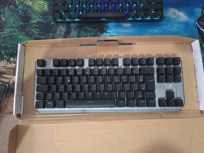 Teclado Mecânico Aula Wind F2067 ? Switch Azul ? Com Defeito