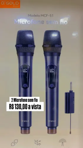 Kit 2 microfones sem fio com receptor