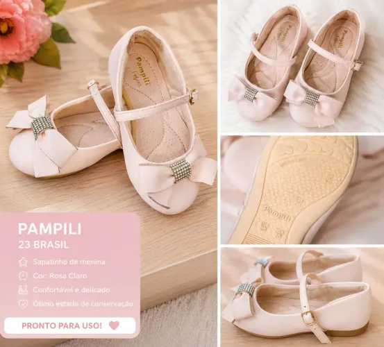 ? Sapatinho Infantil Pampili Feminino Rosa Claro - Tam. 23 ?