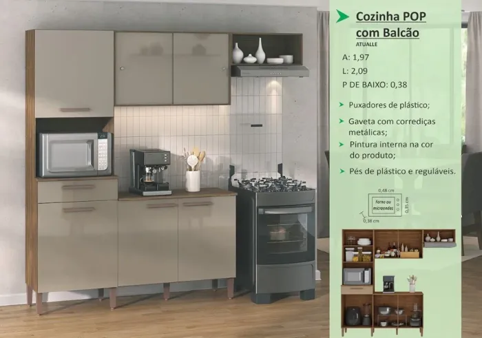 Armário com balcão MONTAGEM E FRETE GRÁTIS PAGAMENTO NA ENTREGA