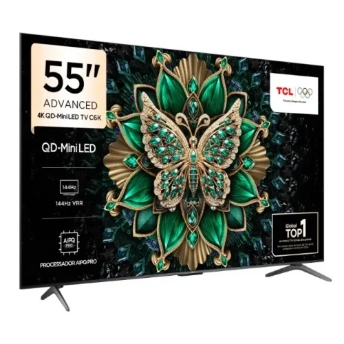 Smart TV TCL 55 Polegadas QLED Mini LED 4K C6K WiFi Bluetooth Google TV 4 HDMI 144Hz HDR10
