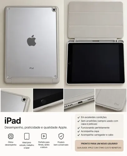 iPad 9 Apple em Excelente Estado + Capa + Carregador