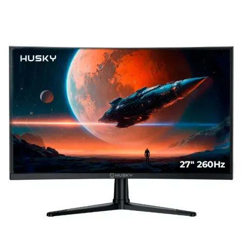 Monitor Curvo Husky Boreal 27 Pol., Full HD, 260Hz, 1ms, VA, DisplayPort e HDMI, HDR, Novo