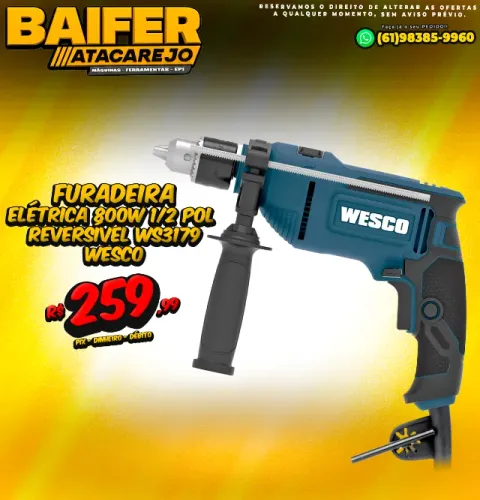 Furadeira Elétrica 800w 1/2 Pol Reversível Ws3179 Wesco