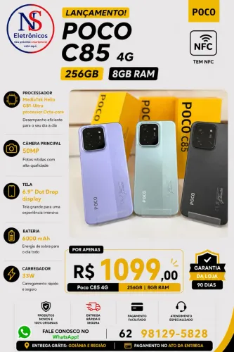 Xiaomi Poco C85 4G NFC 256+08 Novo Garantia