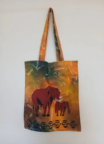 Bolsa Sacola de Tecido África Elefante Pintura à mão Elefantes Tribal 47 X 39 cm Namíbia
