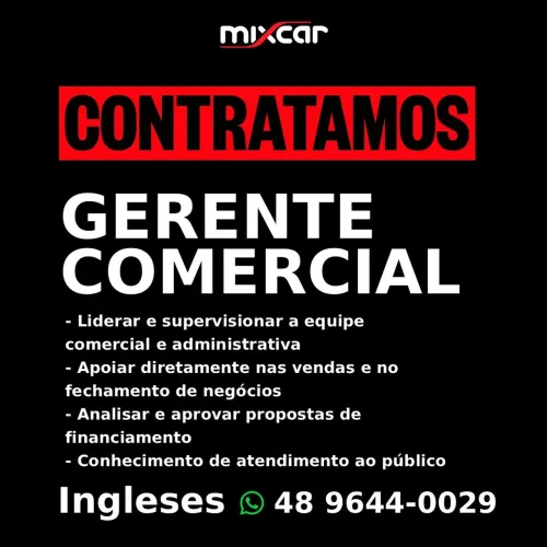 Vaga para gerente comercial