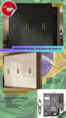 Guarda roupa de casal 6 portas 100% mdf