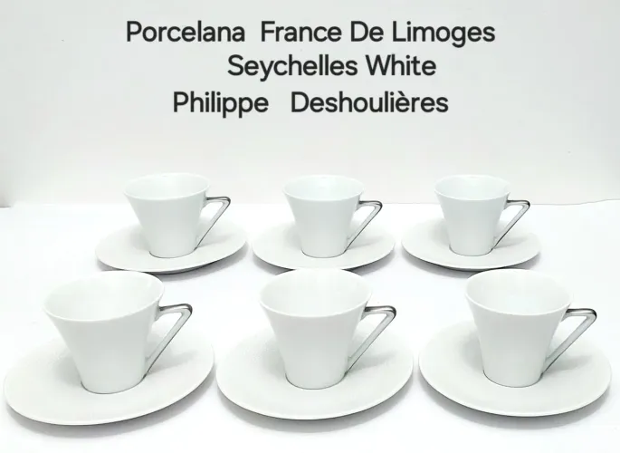 Xícaras Cafezinho Porcelana France De Limoges Seychelles White