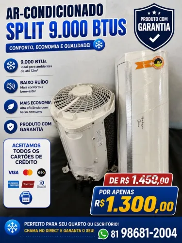 Ar condicionado Split 9000 btus