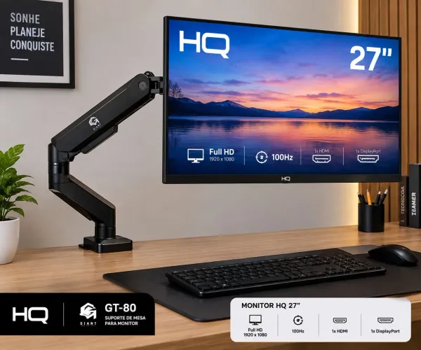 MONITOR  HQ 27" + SUPORTE DE MESA GT-80 ? NOVOS E LACRADOS