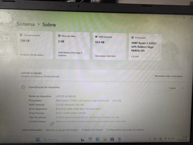 Notebook asus modelo : M515D