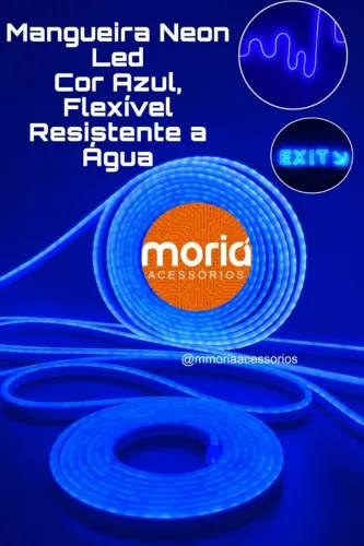 Mangueira de Led 5M Neon Flexível IP67 com Fonte 12v Cor Azul