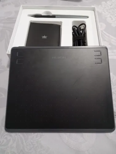 Mesa digitalizadora HUION HS64 níveis de pressão 5080 LPI 4 botões prog. PC Android MacOs