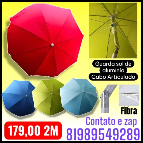 GUARDA SOL DE ALUMÍNIO 2M COM CABO ARTICULADO 