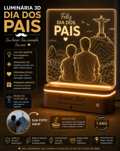 Luminárias 3D personalizada, presentei seu pai.