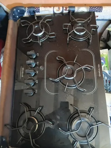 ?Fogão Cooktop 5 Bocas Tripla Chama BRASLAR Trempe Ferro Fundido Itacook Premium