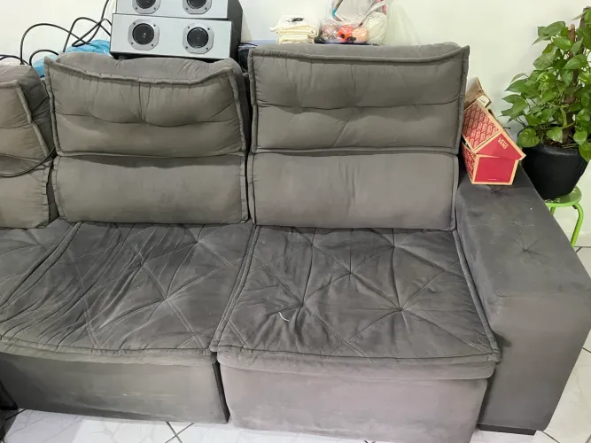 SOFÁ RETRÁTIL E RECLINÁVEL TECIDO SUED