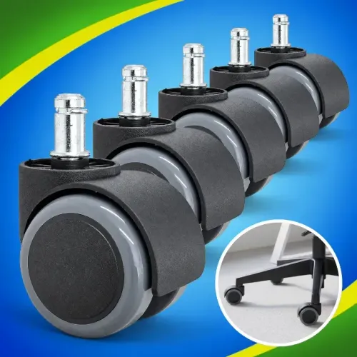 Kit 5 Rodizios Cadeira Escritório PU Anti Risco 50mm Novo flexform (rodinhas)