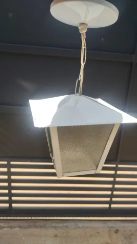 PENDENTE ARANDELA COLONIAL BRANCA ILUMINAÇÃO AÇO 32CM TETO BIVOLT