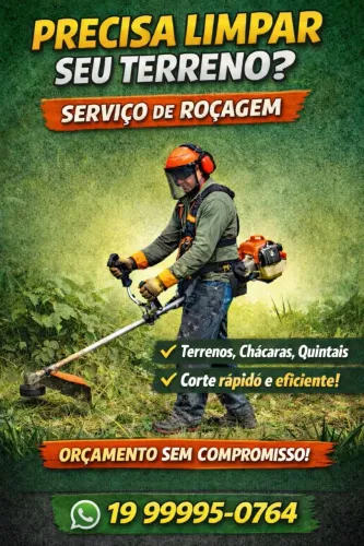 Roçagem e limpeza de terrenos, chácaras, sítios!