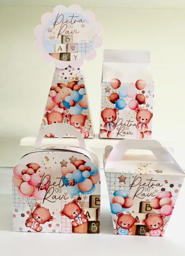 Caixas Personalizadas para Decoração - Chá de Revelação
