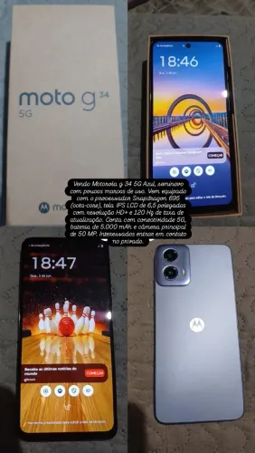 Vendo Motorola g 34 seminovo bem conservado 128 gb de memória, tela de 6.5 com carregador