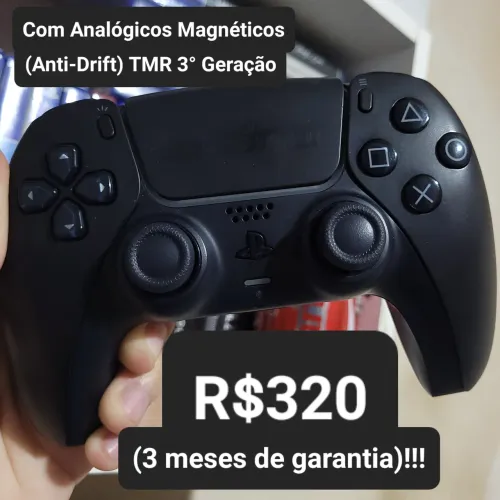 Controle PS5 Dualsense Original Preto com Analógicos Magnéticos Anti-Drift TMR 3° Geração