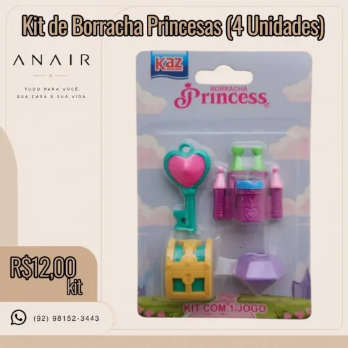 Kit de Borracha Princesas (4 Unidades)
