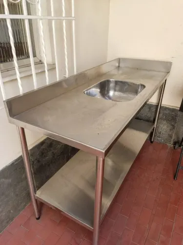 Mesa Pia Aço Inox C/ Paneleiro
