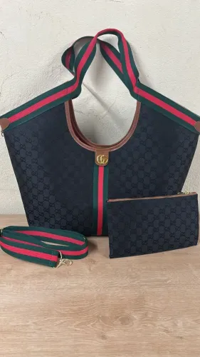 Bolsa Gucci Giglio Large Tote Preto Padrão GG Feminina Premium