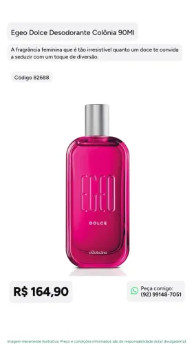 Egeu Dolce colônia 90Ml