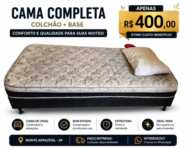 Conjunto box de solteiro: Base + Colchão