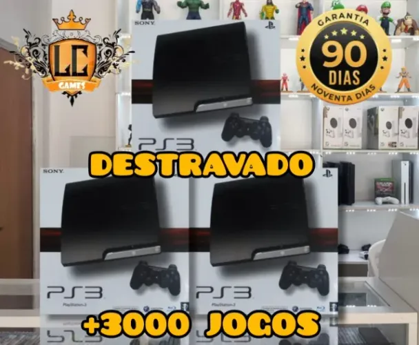 PLAYSTATION 3 SLIM 5OOGB/32OGB DESTRAVADO COM 3OOO JOGOS e O3 MESES GARANTIA I LOJA FISICA