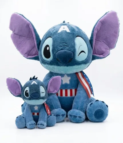 Kit 2 Ursos Pelúcia Stitch Capitão América 1 metro e 40cm