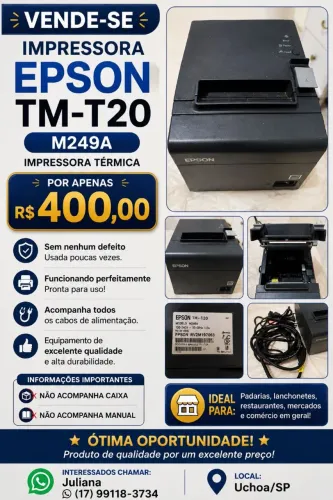 impressora epson tm t20 m249a térmica usada poucas vezes sem nenhum defeito