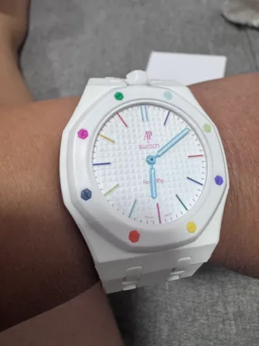 relógio ap x swatch royal pop branco