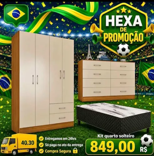 ? GUARDA ROUPA + CÔMODA + CAMA BOX SOLTEIRO ?